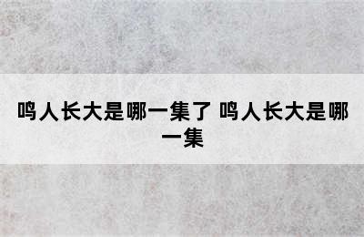 鸣人长大是哪一集了 鸣人长大是哪一集